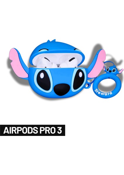 Pro 3. Nesil Uyumlu Stitch Figürlü Koruyucu Silikon Kulaklık Kılıfı