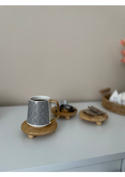 Bambu Yuvarlak Misket Ayaklı Yağdanlık, Bardak Atlığı ve Mini Sunumluk