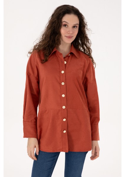 Kadın Gül Kurusu Gömlek Desenli 50308740-VR026