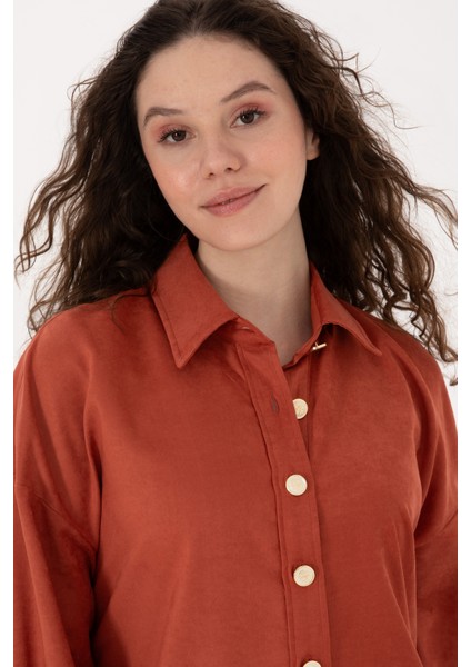 Kadın Gül Kurusu Gömlek Desenli 50308740-VR026 fiyatları