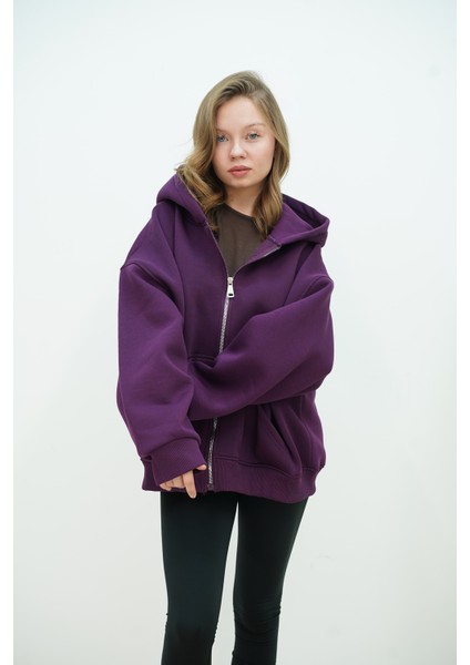 Fermuarlı Kapşonlu Sweathırt