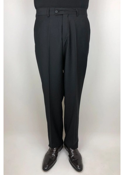 Fistan Store Erkek Düz Yüksek Bel Klasik Kesim Rahat Kalıp Yandan Cepli Boru Paça Büyük Beden Kumaş Pantolon