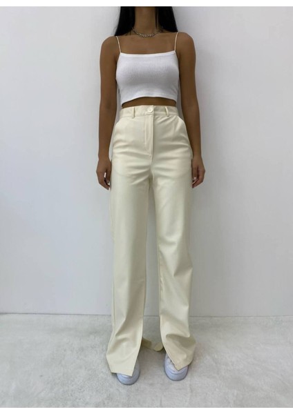 Kadın Beyaz Deri Pantolon - 10643 fiyatları