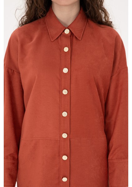 Kadın Gül Kurusu Gömlek Desenli 50308740-VR026