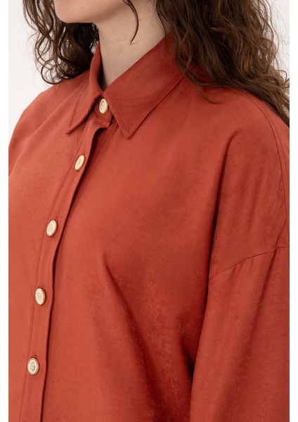 Kadın Gül Kurusu Gömlek Desenli 50308740-VR026