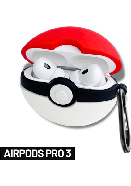 Pro 3. Nesil Uyumlu Poke Topu Figürlü Koruyucu Silikon Kulaklık Kılıfı