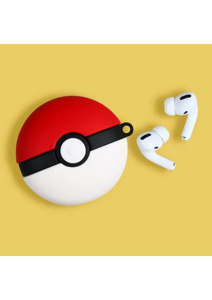 Pro 3. Nesil Uyumlu Poke Topu Figürlü Koruyucu Silikon Kulaklık Kılıfı