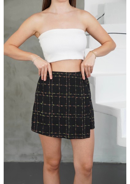 Iki Düğmeli Şort Etek Siyah H26414