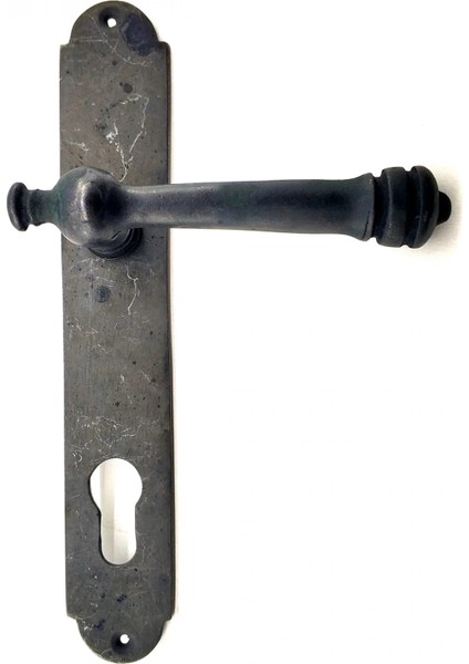 Antika Tarz Dekoratif Pirinç Taşra Banyo Kapı Kolu - 220X35 Mm, Oksit ( Lisinya )