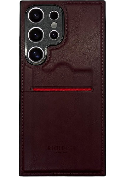 Samsung S24 Ultra Uyumlu Suni Deri Kartlıklı Kılıf