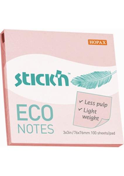 Hopax Stıckn Yapışkanlı Not Kağıdı (12 ADET)100 Yp 76X76 Eco Pastel Pembe 21746