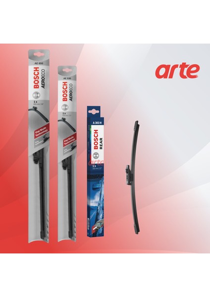 Volkswagen Tiguan Kas. 2022 - Ağu. 2023 Uyumlu Ön ve Arka Silecek Takımı | Aeroeco Serisi| 3'lü Set |