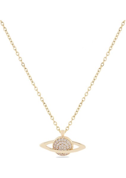 Zirkon Kolye Gold 45 cm