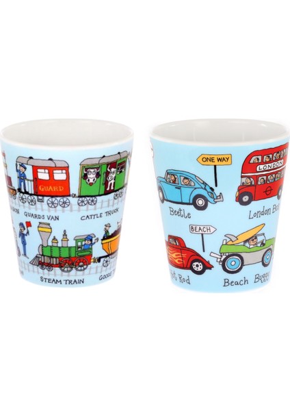 2'li Melamin Alıştırma Bardağı (Train & Cars)