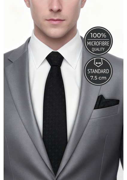 Mozaik Desen Siyah Kravat & Mendil fiyatları