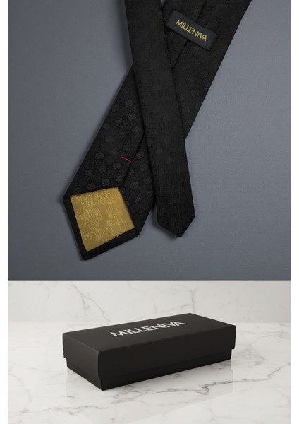 Mozaik Desen Siyah Kravat & Mendil modelleri