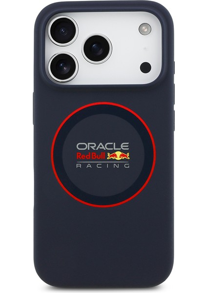 iPhone 17 Pro Uyumlu Kılıf Redbull Lisanslı M-Safeli Kırmızı Halka ve Logo Silikon Kapak Lacivert modelleri