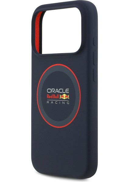 iPhone 17 Pro Uyumlu Kılıf Redbull Lisanslı M-Safeli Kırmızı Halka ve Logo Silikon Kapak Lacivert