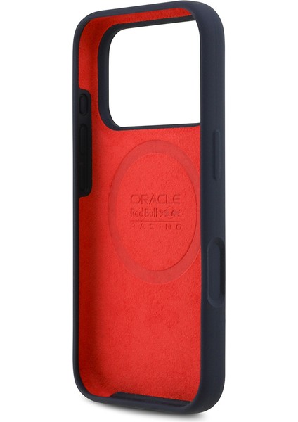 iPhone 17 Pro Uyumlu Kılıf Redbull Lisanslı M-Safeli Kırmızı Halka ve Logo Silikon Kapak Lacivert