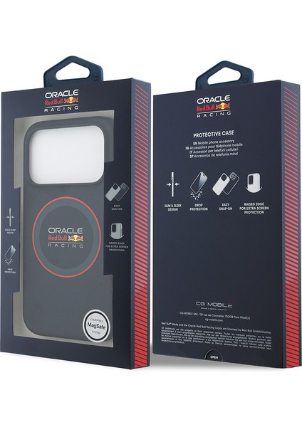 iPhone 17 Pro Uyumlu Kılıf Redbull Lisanslı M-Safeli Kırmızı Halka ve Logo Silikon Kapak Lacivert