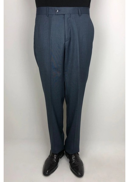 Fistan Store Erkek Düz Yüksek Bel Klasik Kesim Rahat Kalıp Yandan Cepli Boru Paça Büyük Beden Kumaş Pantolon