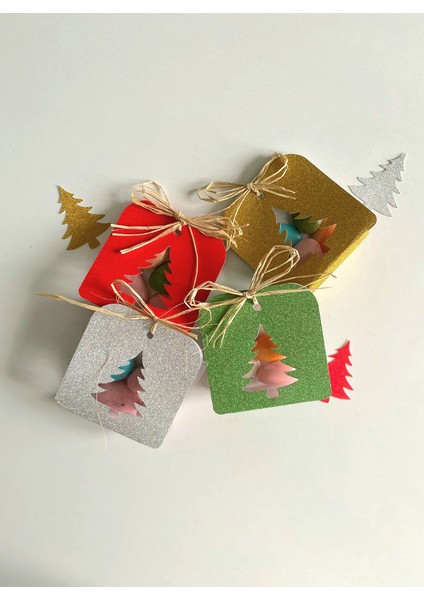 Yılbaşı Çikolatası Yılbaşı Hediyesi Draje Çikolata Simli Kutu 4 Adet