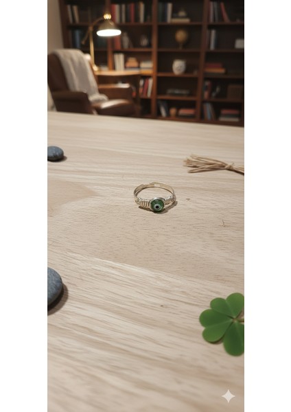 Yeşil Nazar Boncuğu Yüzük - Şans Getiren Minimalist Tasarım indirimleri