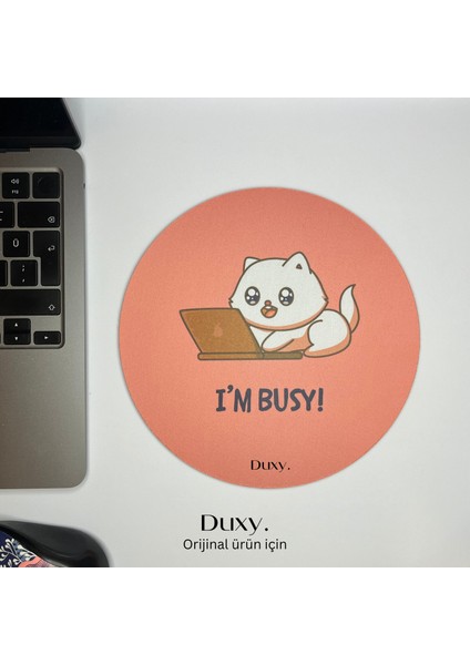 Espirili Sevimli Kedi Desenli Mouse Pad, 19 Cm, Kaymaz Taban, Ev Ofis ve Oyun Için Rahat ve Yumuşak