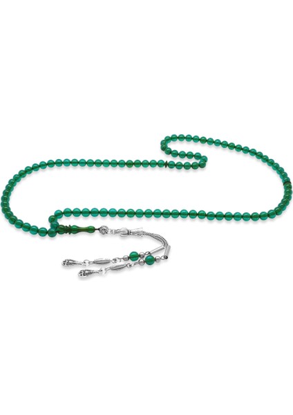 Kararmaz Metal Su Damlası Püsküllü Küre Kesim Turkuaz Ateş Kehribar 99 Taneli Namaz Tesbihi