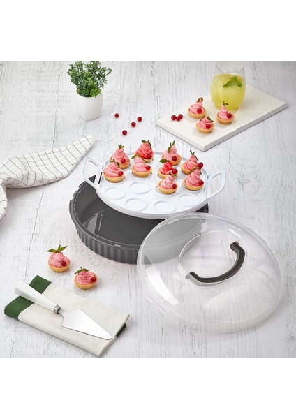 Pasta Börek Kupkek Saklama Taşıma Sunum Kabı Qlux L-00654 Kamp Piknik Sunum