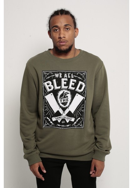 Bleed Haki Yeşil Regular Fit Bisiklet Yaka Sweatshirt
