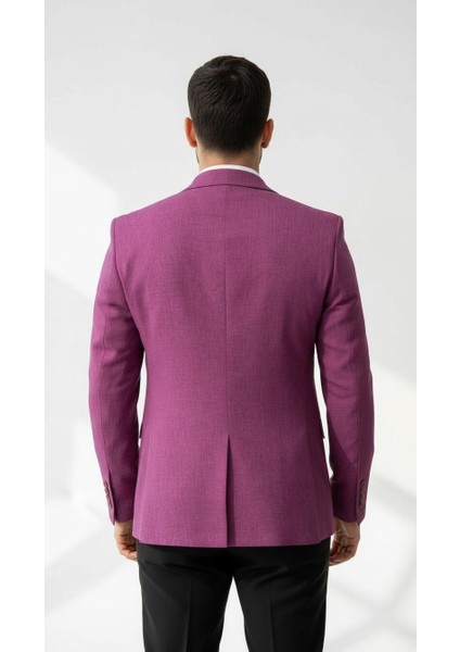 Mor Erkek Slim Fit Tek Düğmeli Blazer Ceket – Astarli, Şık ve Modern Kesim fiyatları