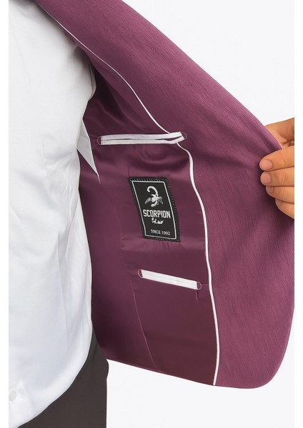 Mor Erkek Slim Fit Tek Düğmeli Blazer Ceket – Astarli, Şık ve Modern Kesim