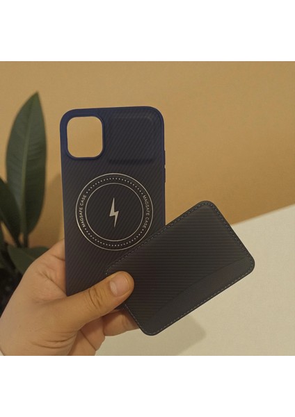 iPhone 11 Uyumlu Rona Magcarbon Fiber Doku Manyetik Kılıf + Kartlık Cüzdan fiyatları