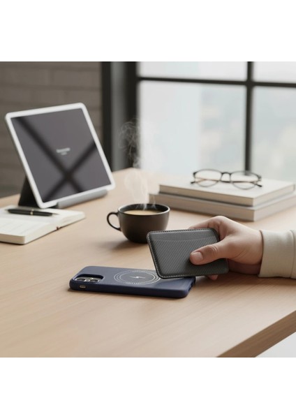 iPhone 11 Uyumlu Rona Magcarbon Fiber Doku Manyetik Kılıf + Kartlık Cüzdan fırsatları