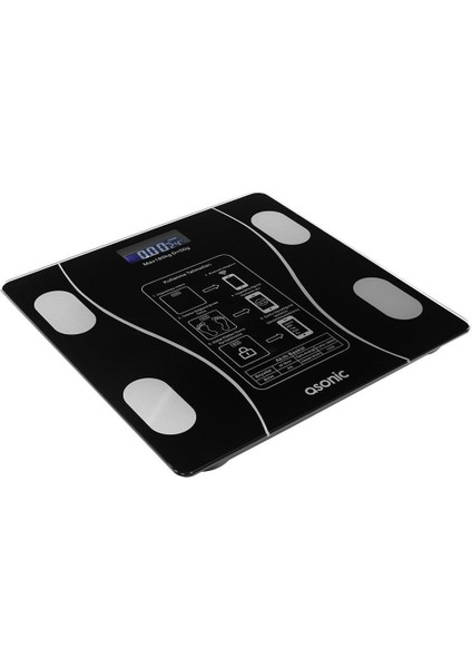 Asonic BS260 Siyah 260X260 mm Dijital Bluetooth Baskül (2*aaa Pil Hediyeli) modelleri