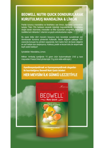 Nutri Quick – Freeze Dried Dondurularak Kurutulmuş Mandalina & Limon indirimleri