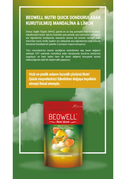 Nutri Quick – Freeze Dried Dondurularak Kurutulmuş Mandalina & Limon