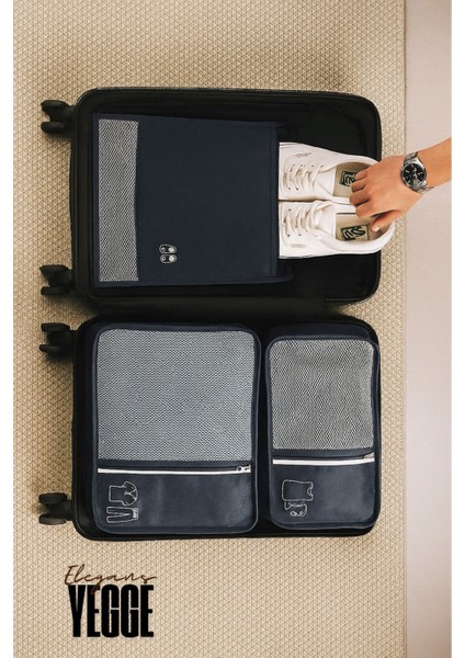3'lü Ön Cepli Valiz Düzenleyici Bavul Içi Organizer Set Seyehat Hurcu-Kaliteli Bavul Içi Düzenleyici