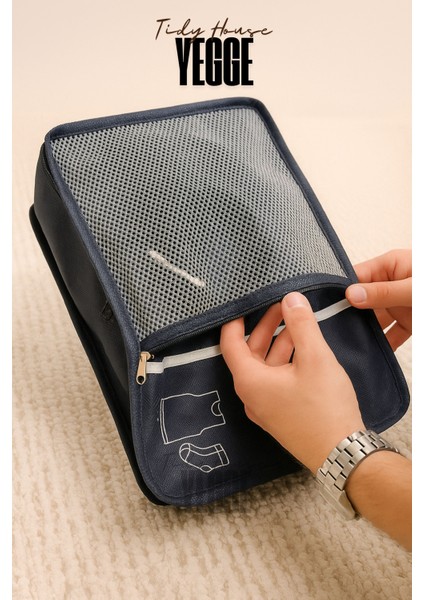 3'lü Ön Cepli Valiz Düzenleyici Bavul Içi Organizer Set Seyehat Hurcu-Kaliteli Bavul Içi Düzenleyici