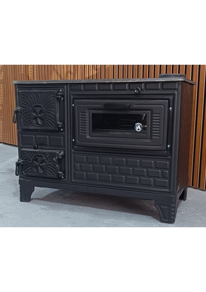Mat Siyah 40'lık Döküm Tuğlalı Kuzineli Emaye Soba modelleri