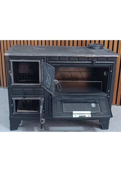 Mat Siyah 40'lık Döküm Tuğlalı Kuzineli Emaye Soba fırsatları