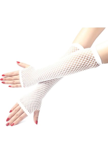 Uzun File Örgü Eldiven Beyaz Renk - Lisinya modelleri
