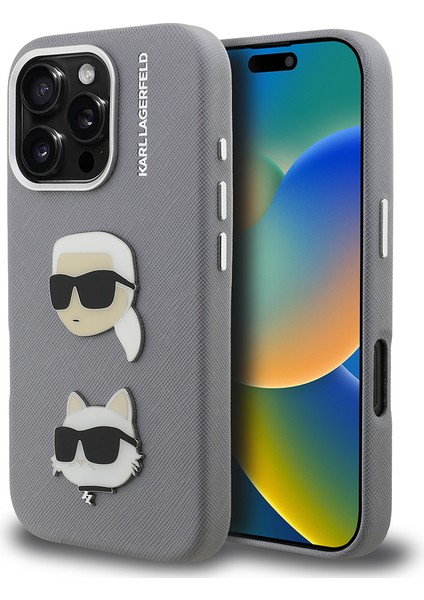 iPhone 16 Pro Kılıf Karl Lagerfeld Orjinal Lisanslı K&c Heads Pin Kapak
