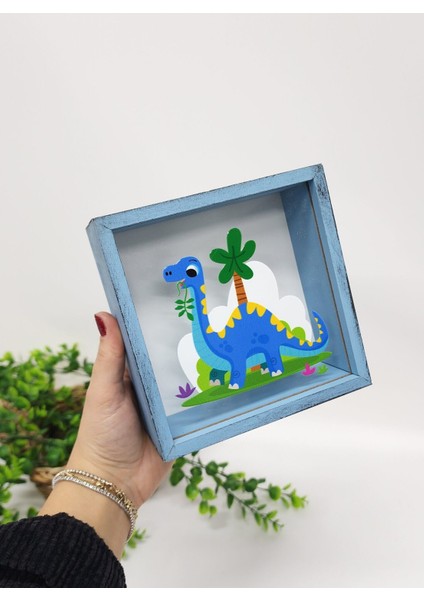 Dinozor Figürlü Kumbara Ahşap Hazneli Hediyelik Kumbara