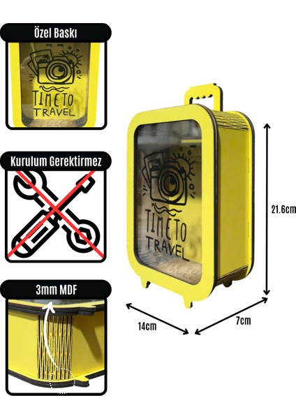 Parabox - 20.000TL Kumbara - Ahşap Para Biriktirme Hedef Kutusu - Time To Travel - Sarı Kumbara fırsatları