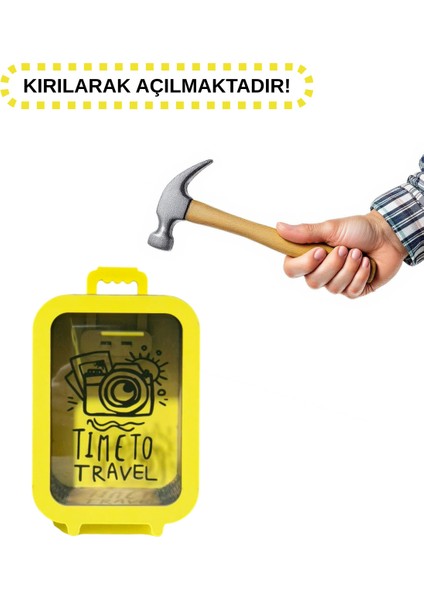 Parabox - 20.000TL Kumbara - Ahşap Para Biriktirme Hedef Kutusu - Time To Travel - Sarı Kumbara indirimleri