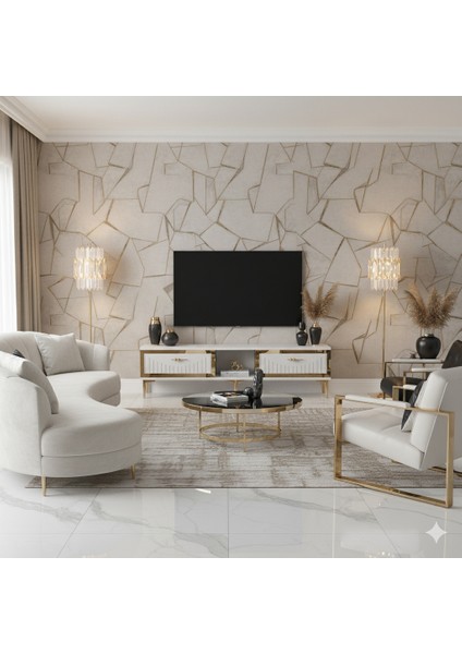 TSA1503BG - Tuna Tv Stand 150CM Beyaz-Altın fiyatları