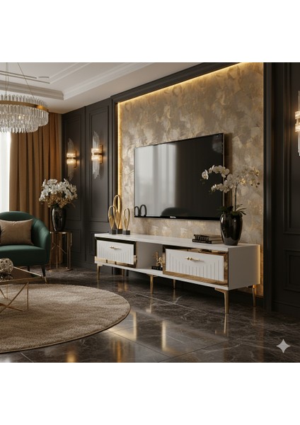 TSA1503BG - Tuna Tv Stand 150CM Beyaz-Altın modelleri