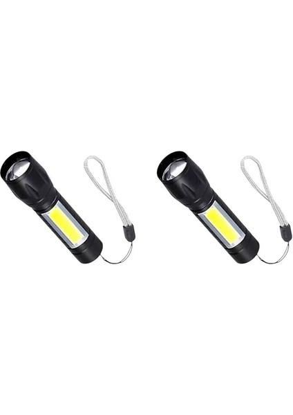 CT-8024 Police LED Solar ve USB Şarjlı 3 Fonksiyonlu El Feneri 2 Adet